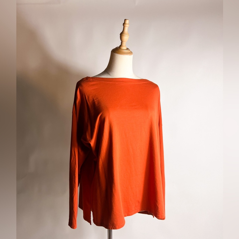 J. JILL Orange Luxe Supima Boatneck Tee Womens XL